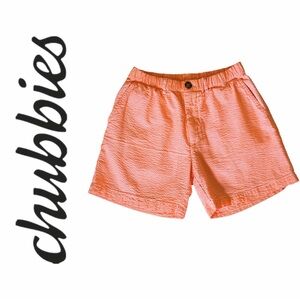 Chubbies Early Era Men's Small Seersucker Elastic Waist Orange White Stripes